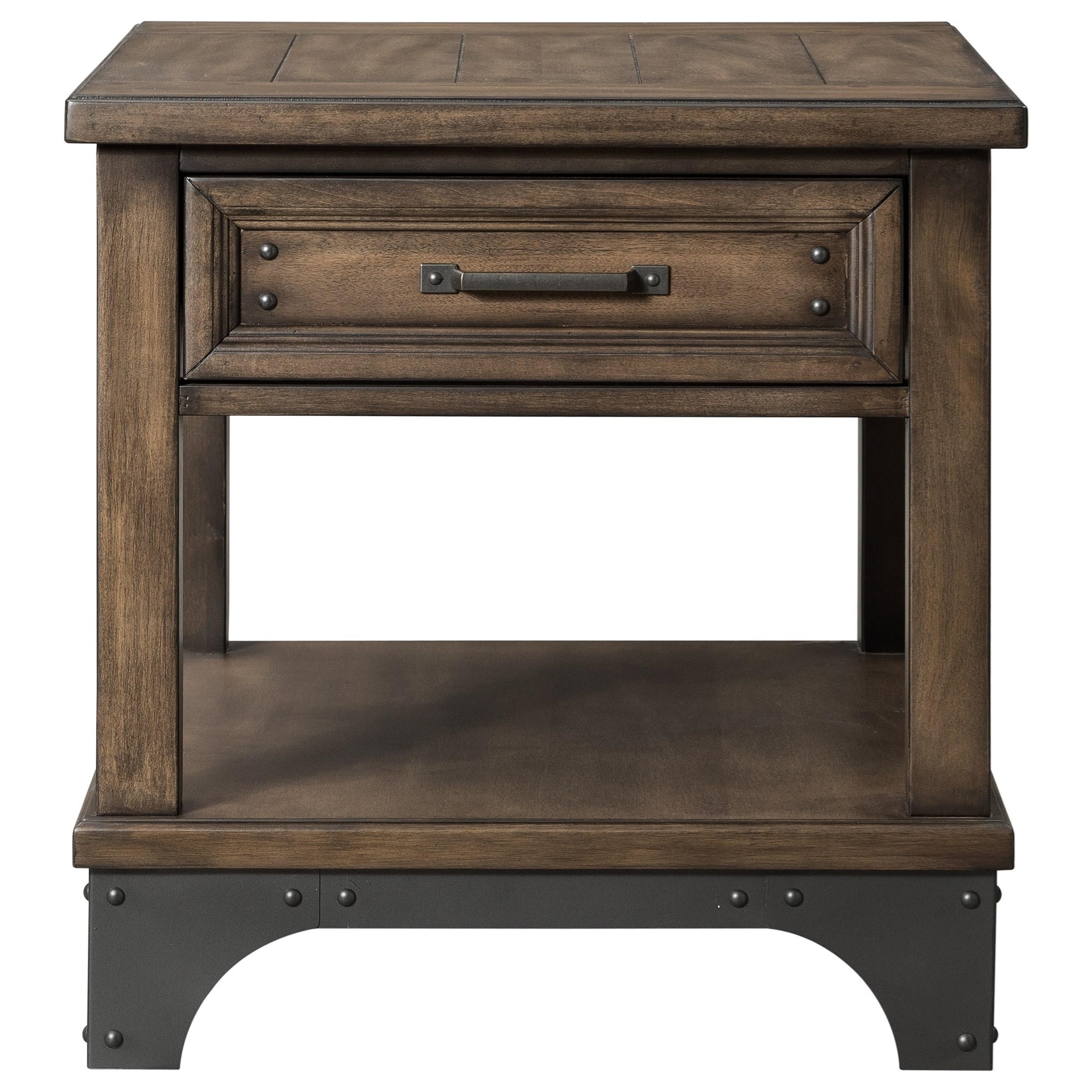 Intercon Whiskey River Rustic End Table with Drawers and Bottom